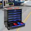 6 Drawer Multifunctional Tool Cart With Wheels - Black / Blue - Image 3