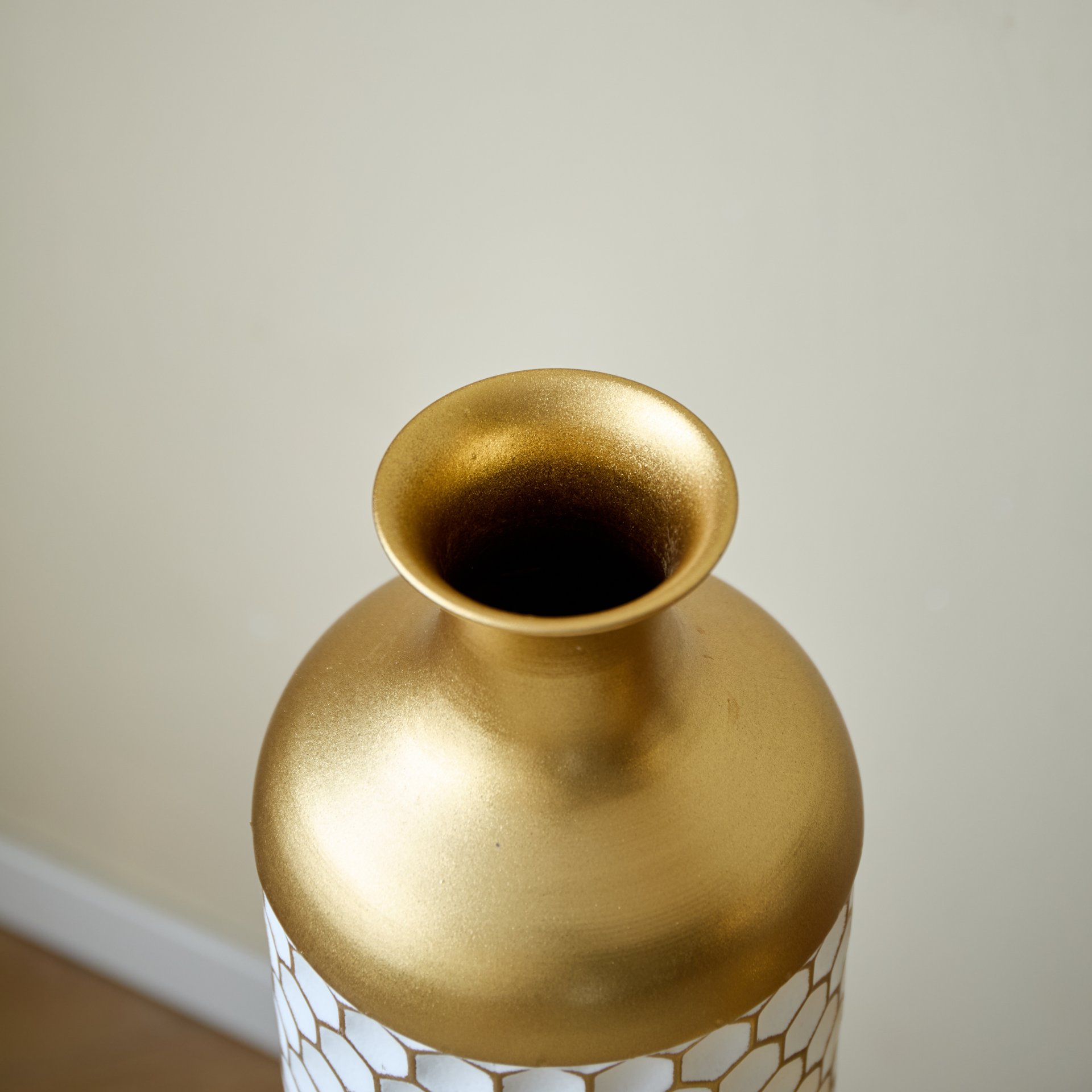 3 Piece Set Gorgeous Home Decoration Large Glazed Floor Vase Decoration Home Droplet Shaped - Gold / White - Image 19