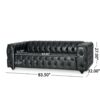 Comfy 3 Seat Sofa & Wooden Legs, For Living Room And Study - Black - Image 3