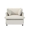 Oversized Chaise Lounge Indoor Single Sofa Bed With Wide Seat, Upholstered Lazy Sleeper Armchair With Movable Ottoman Reading Couch Set - Beige - Image 2
