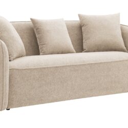 Keith - Chenille Sofa With 3 Matching Color Toss Pillows - Beige