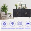 Modern Lacquered 4 Door Wooden Cabinet Sideboard Buffet Server Cabinet Storage Cabinet, For Living Room, Entryway, Hallway, Office, Kitchen And Dining Room - Distressed Black - Image 5