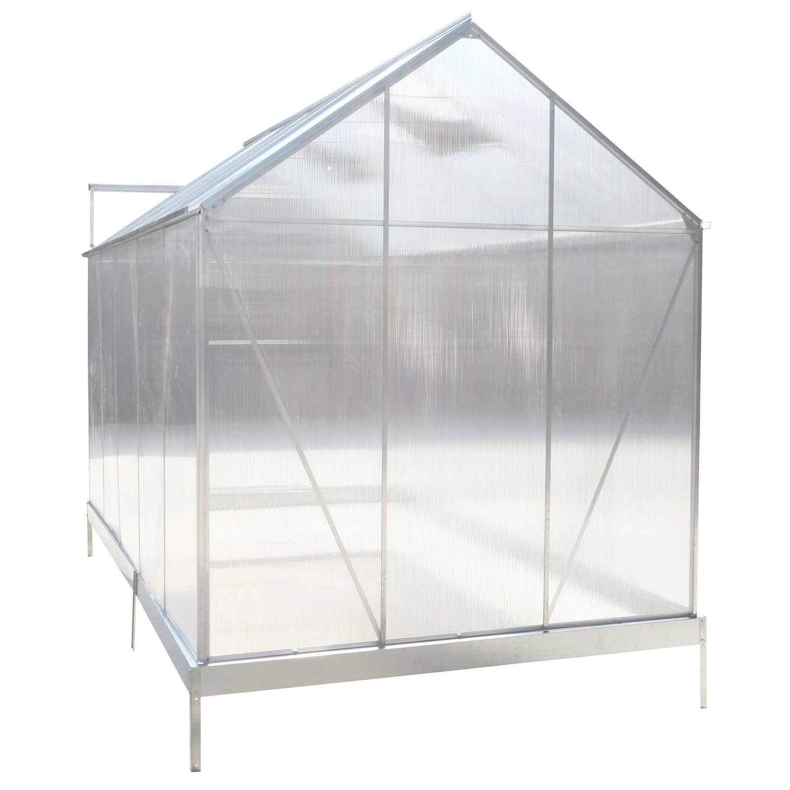 6.3'x10.2'x7' Polycarbonate Greenhouse, Heavy Duty Outdoor Aluminum Walk-In Green House Kit With Rain Gutter, Vent And Door For Backyard Garden - Aluminium - Image 6