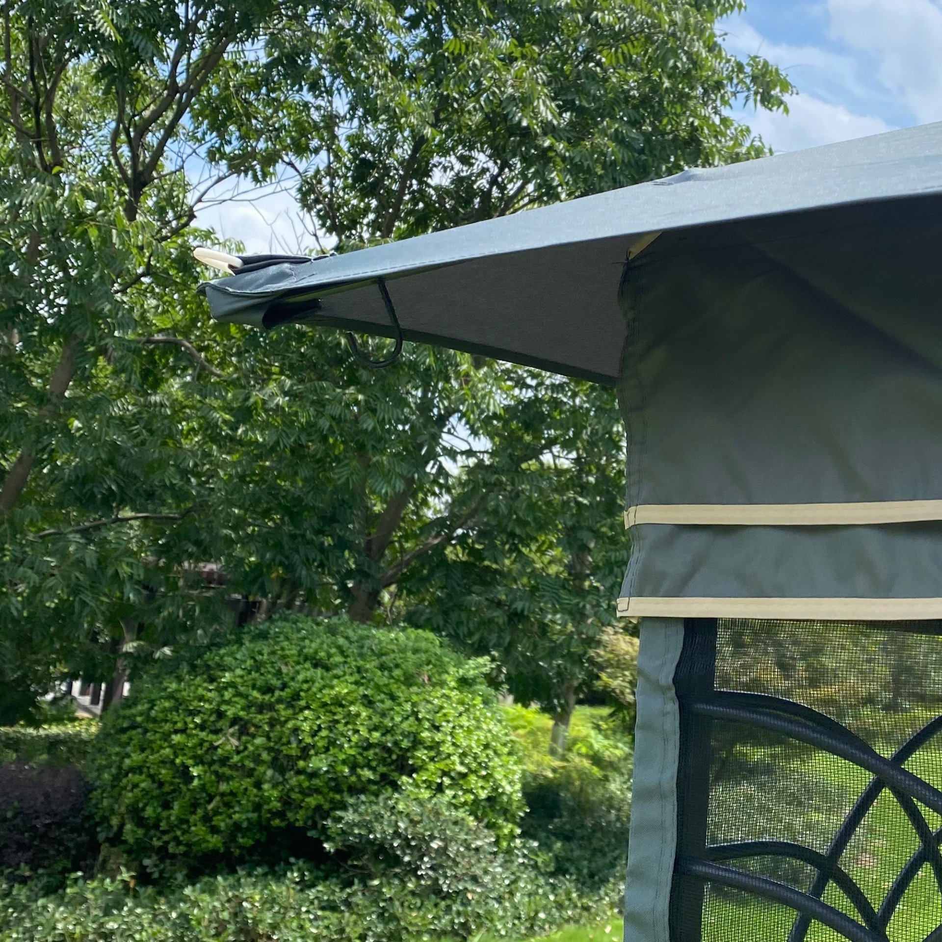 13 0 Outdoor Patio Gazebo Canopy Tent With Ventilated Double Roof And Mosquito Net (Detachable Mesh Screen On All Sides) Suitable For Lawn Garden Backyard And Deck Top - Gray - Image 11