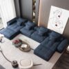 Modern Oversized Modular Sectional Sofa, Sparkling Chenille Fabric Soft Cushion Sofa With 8 Pillows, 8 Pieces Diy Combination Tufted Sofa, No Assembly Required - Blue - Image 10