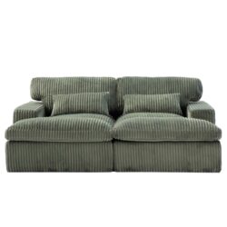 Double Chaise Lounge Chair Indoor, Oversized Upholstered Sleeper Cloud Couch, Deep Seat Sofa Bed - Green