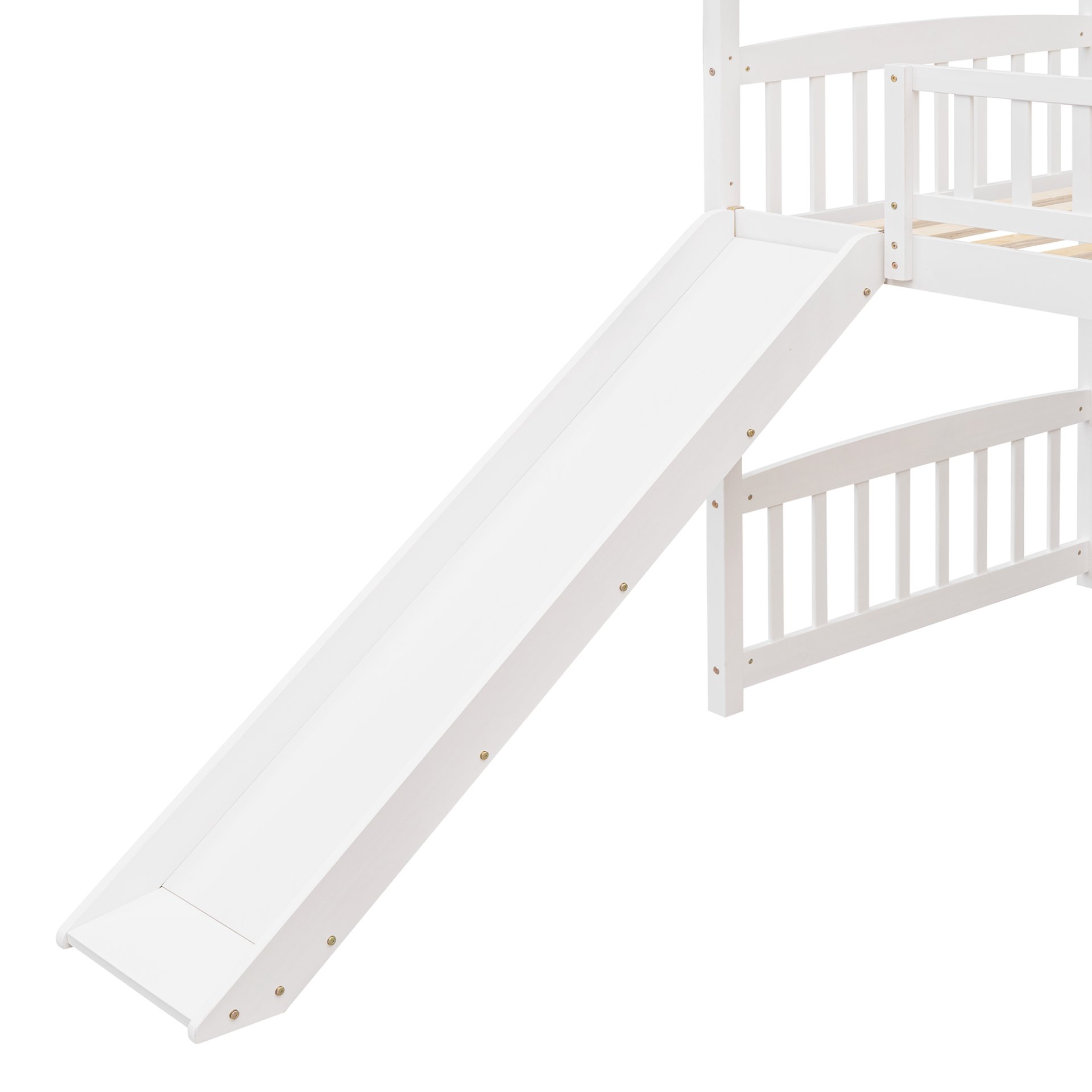 Twin House Loft Bed With Slide - White - Image 6