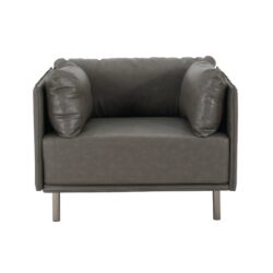 Vintage Lounge Chair With Polyester Upholstery, Steel Legs - Gray