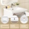 20" Bathroom Vanity With Sink, Soft Close Drawers, Door Organizer, Divider Drawer, Adjustable Foot Pads - White - Image 9