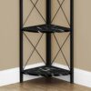 Bookshelf, Bookcase, Etagere, Corner, 4 Tier, Office, Marble Look Contemporary & Modern - Black - Image 2
