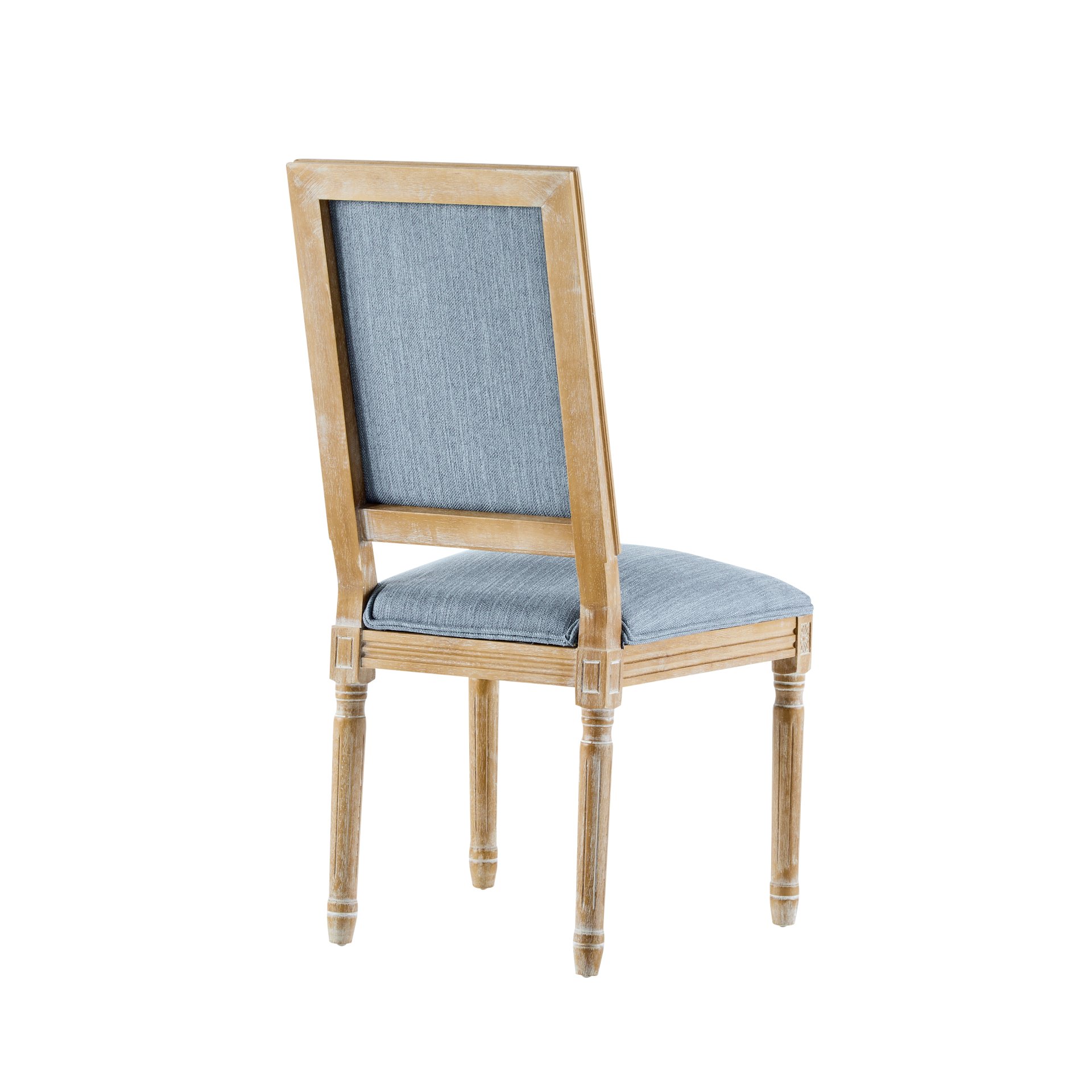 Vintage Inspired French Country Dining Chairs (Set of 4) With Cane Backrest & Upholstered Seats - Slate Blue - Image 9