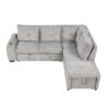 Sectional Sofa Pull Out Sofa Bed L - Shaped Sofa With Movable Ottoman And Stool, Large Storage Space, A Cup Holder, And 2 USB Ports For Living Room - Light Gray - Image 12