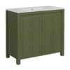 36" Bathroom Vanity Organizer With Sink, Storage Cabinet - Olive Green - Image 12