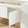 Modern Luxury Multi-Functional Island Vanity Dresser And Storage Cabinet With Glass Tabletop, Display Shelf, 6 Drawers For Walk In Wardrobe And Bedroom - Cream White - Image 11