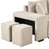 Modern L-Shape 3 Seat Reversible Sectional Couch, Pull Out Sleeper Sofa With Storage Chaise And 2 Stools For Living Room Furniture Set - Cream - Image 21