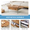 Elegant Coffee Table With Double Drawers And Transparent Glass Sides - Wood - Image 12