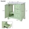 Bathroom Vanity Cabinet With Ceramic Basin, 3 Drawers And Adjustable Shelves - Green - Image 9