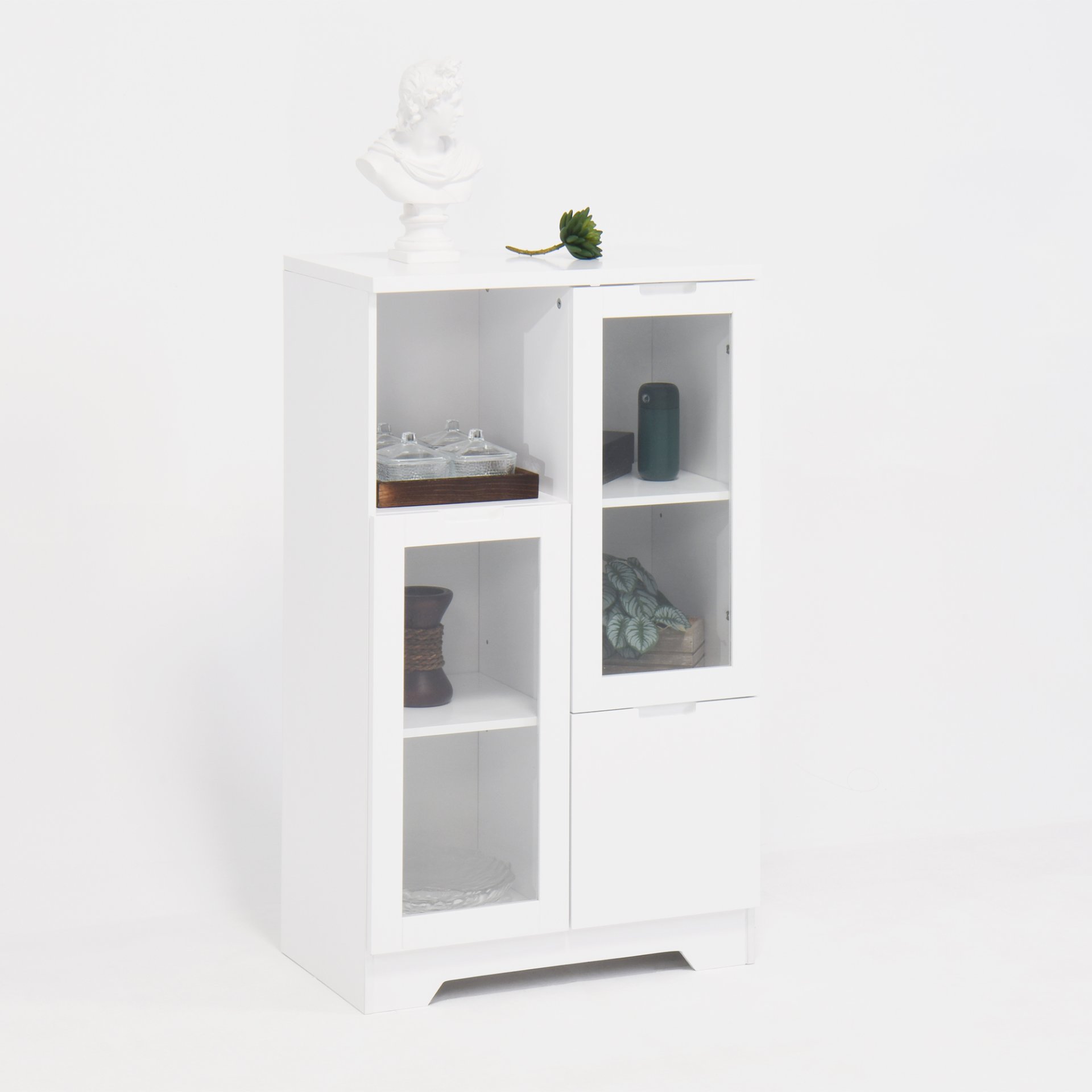 Modern Painted Cabinet With Glass Doors And Drawer - White - Image 18