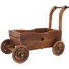 Wooden Wagon Planter Box Mobile Garden Planter With Wheels Handle Drain Hole Wood - Brown - Image 9