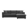 Modern Sectional Sofa, L-Shaped Couch Set With 2 Free Pillows, 4 Seat Polyester Fabric Couch Set With Convertible Ottoman - Dawn Gray - Image 21