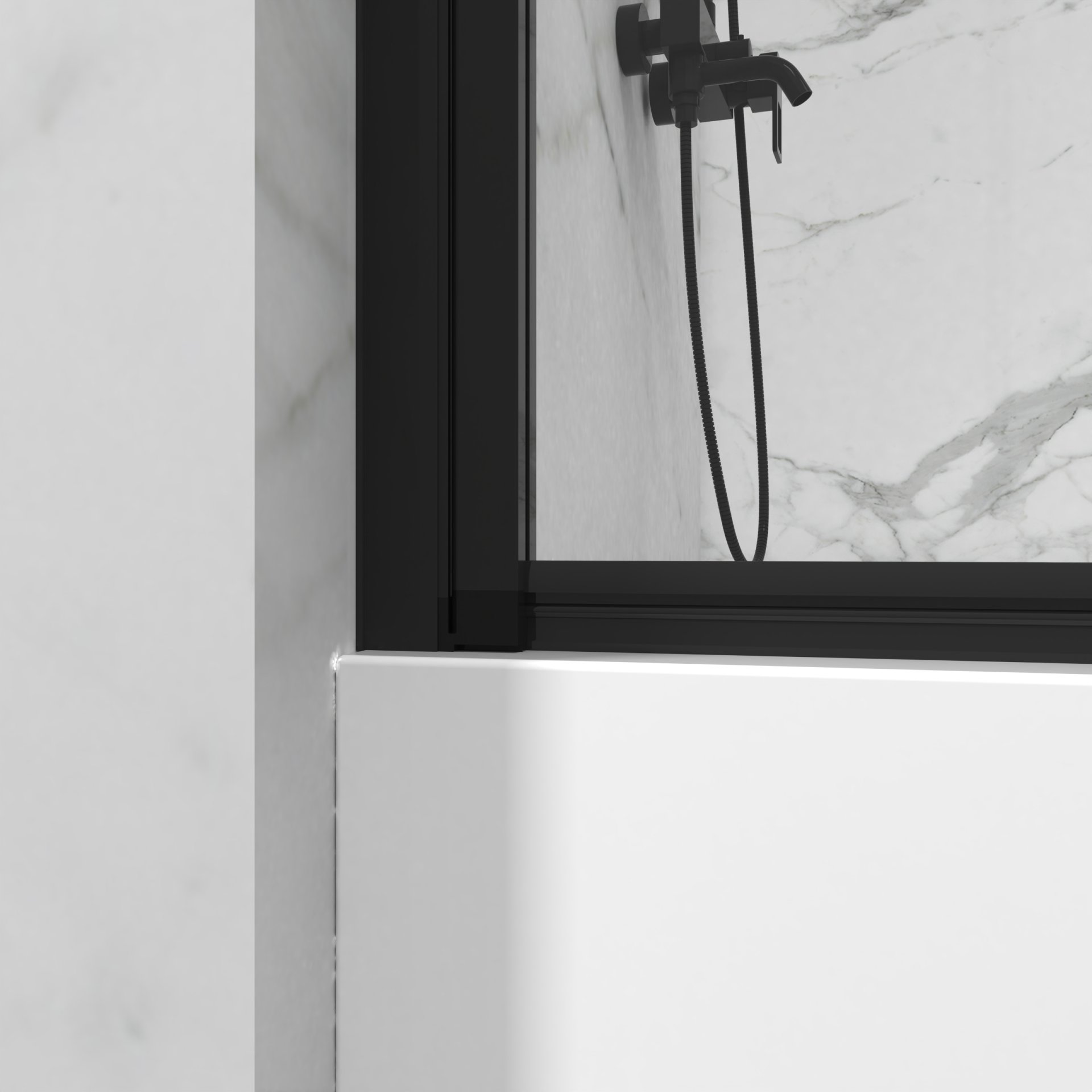Bathtub Screen Panel Shower Door 180° Pivot - Black - Image 4