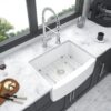 Sink 24" Apron Front Single Bowl With Arch Edge For Kitchen - White - Image 5