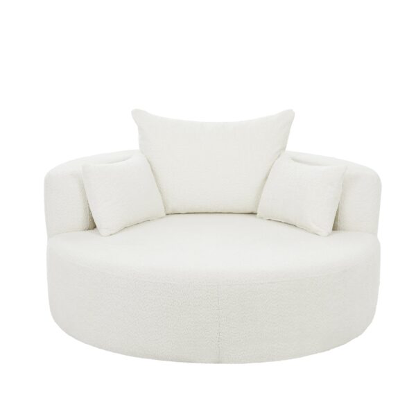 360 Degree Swivel Chair Accent Barrel Chair With Removable Pillows Chenille Fabric - Beige