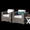 Grade - Club Patio Chair With Sunbrella Cushions Stylish And Durable Outdoor Seating For Ultimate Comfort (Set of 2) - Gray Mix / White - Image 3