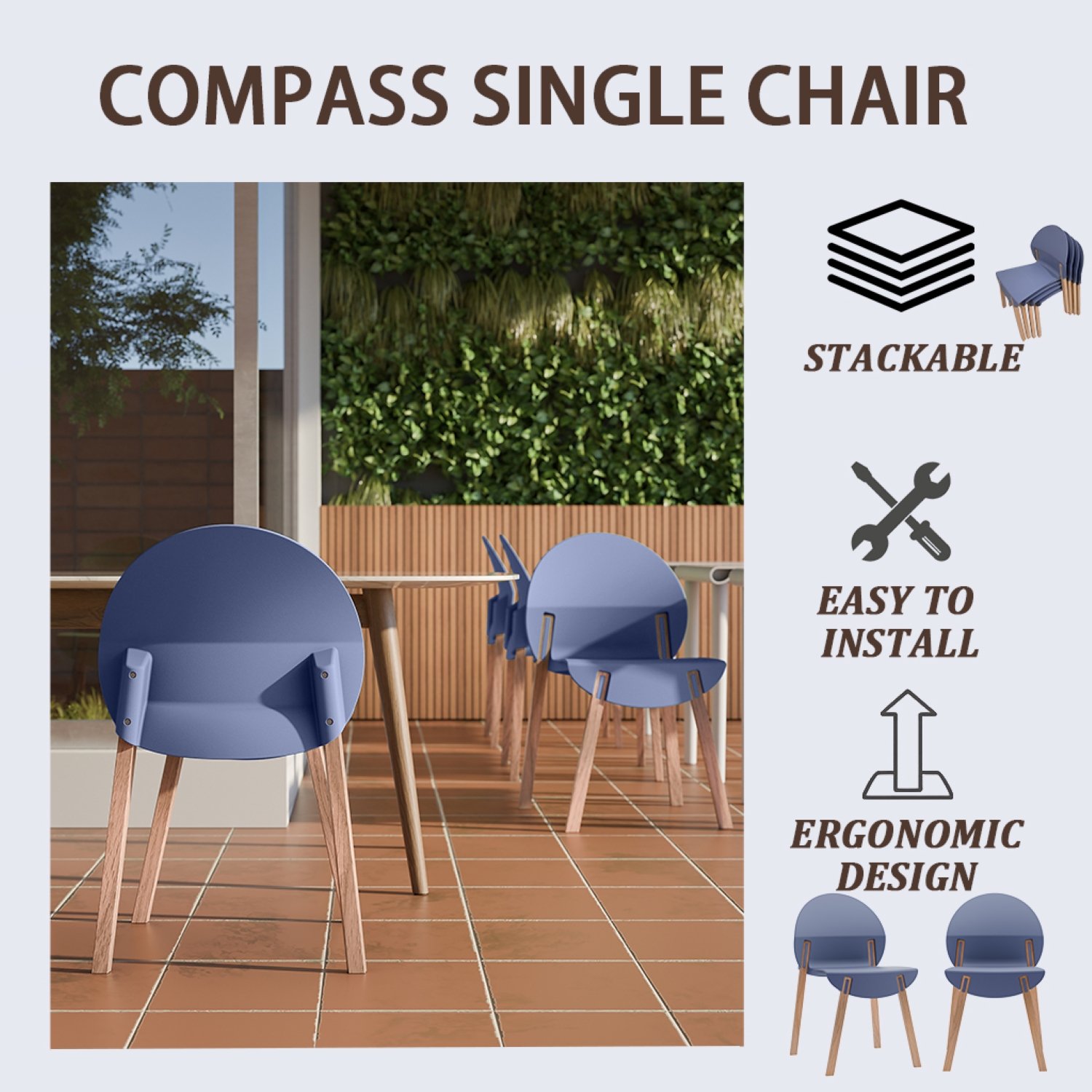 4 Piece Set Of Single Chairs With Table - Grey / Blue / White - Image 14