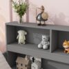 Full Floor Bed With Side Bookcase, Shelves, Guardrails - Gray - Image 4
