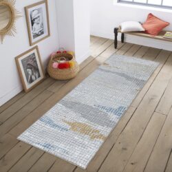 Textures - 2'7" X 7' Area Rug Polypropylene - Multi / White