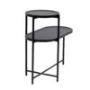 Round Coffee Table With Storage Tray 2 Tier Oval End Tables Wooden Small Side Table For Living Room - Black - Image 11