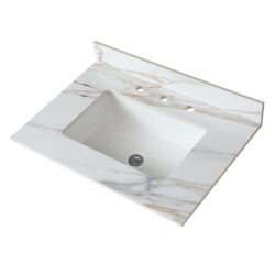 Vanity Top With Undermount Sink And Backsplash - White Marble