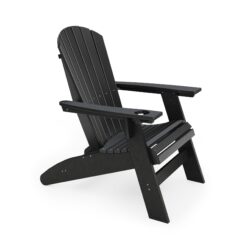 Adirondack Chair Sturdy HDPE Poly Lumber For Poolside, Patio, And Garden Relaxation - Black