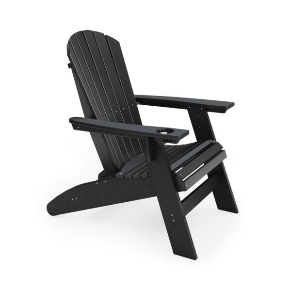 Adirondack Chair Sturdy HDPE Poly Lumber For Poolside, Patio, And Garden Relaxation - Black