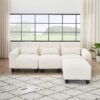 Teddy Fleece Creative Sofa Can Be Assembled Into A Two-Seater Sofa Plus A Single Couch With Three Waist Pillows To Perfectly Stretch Your Waist For Small Apartment Bedroom Spaces - Beige - Image 7