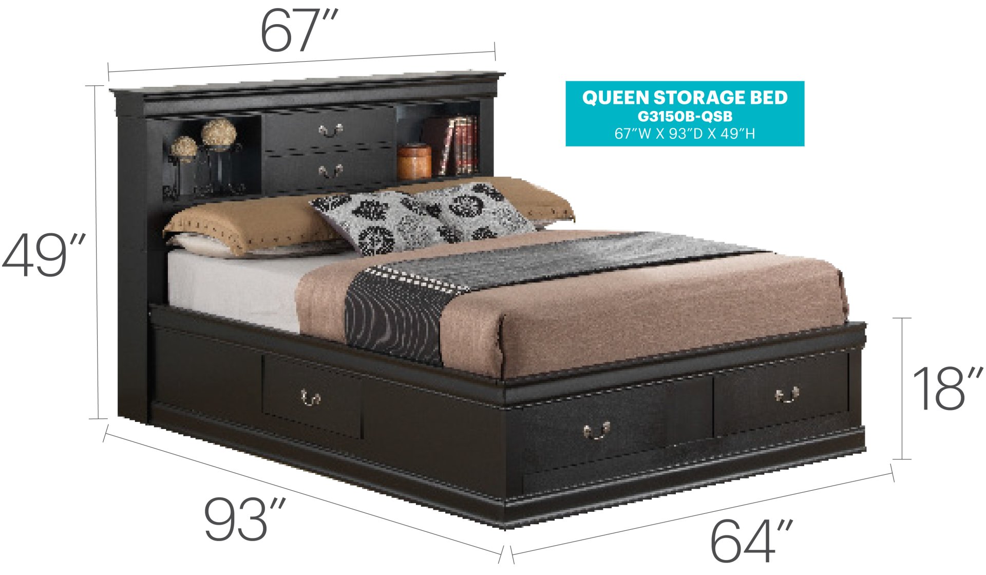 Louis Phillipe - Queen Storage Bed - Black - Image 6