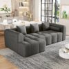 Sectional Sofa Full Compressed Sofa Modular Sofa Couch Free Combined Sofa With Deep Seating And 2 Side Pockets For Living Room - Gray - Image 9