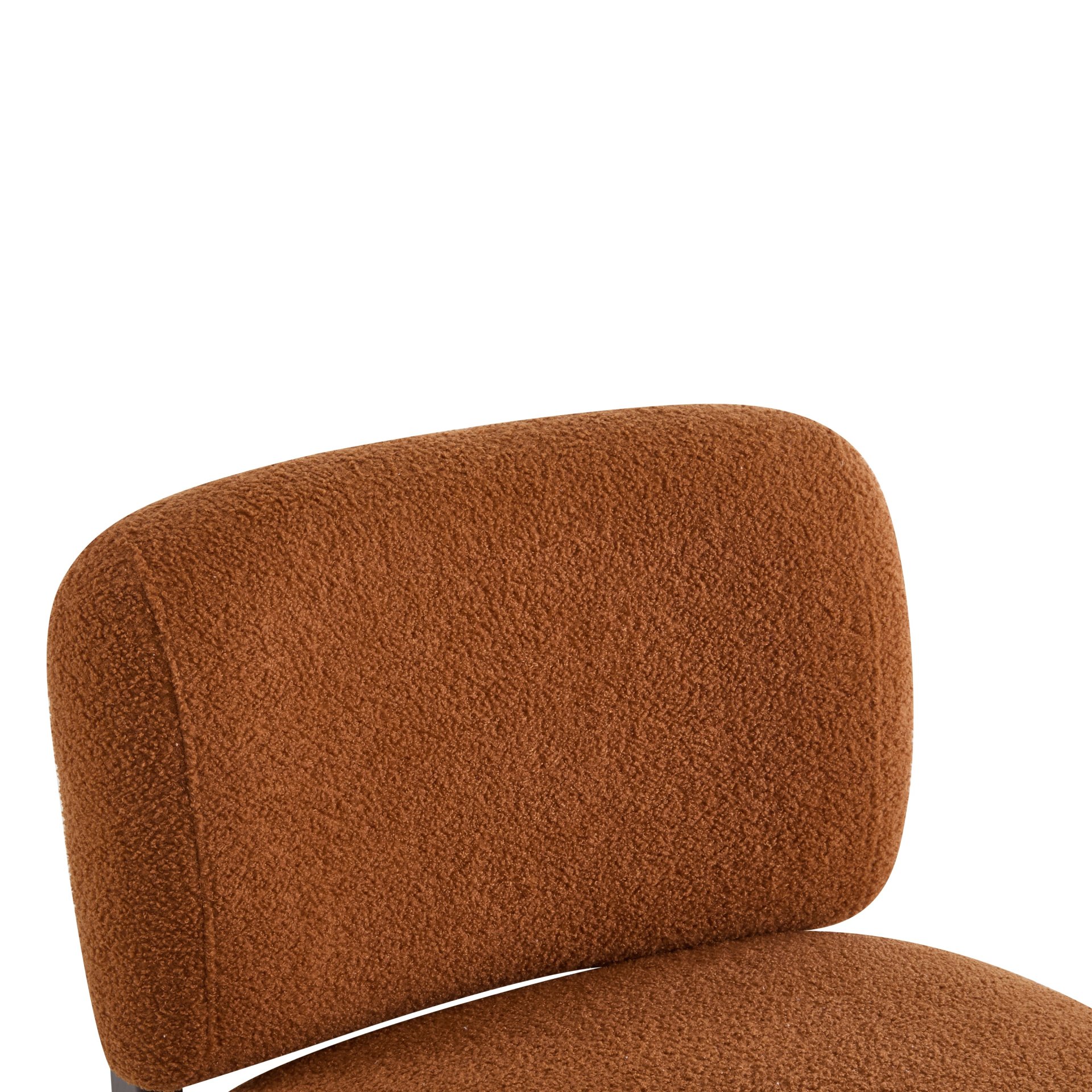 Modern Boucle Lounge Chair With Solid Wood Frame - Orange - Image 9