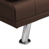 Futon Sofa Bed With Armrest Two Holders Wood Frame, Stainless Leg - Brown - Image 16
