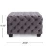 Modern Glam Velvet Ottoman With Button Tufted Diamond Stitch Design - Gray - Image 3