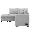 L-Shaped Sectional Pull Out Sofa Bed Sleeper Sofa With Two USB Ports, Two Power Sockets And A Movable Storage Ottoman - Gray - Image 19