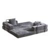 Floor Couch, Compression Sofa, Convertible Floor Sofa Bed & Pillow Back Support Armrest - Dark Gray - Image 15