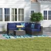 Outdoor Sectional Sofa Set With 11 Cushions, Glass Coffee Table, 4 Person - Brown - Image 2