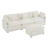 Modern Sofa Modular Sofa Couch Upholstered Corduroy, L Shape Sectional Sofa With Side Storage Pockets For Living Room - Beige - Image 23