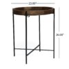 Modern Industrial Round End Table With Tray Top And Foldable Iron Legs - Natural - Image 3