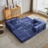 Convertible Floor Sofa Bed With Fixed Shape Frame, Loveseats Boneless Modular Sectional, For Living Room - Dark Blue - Image 17