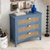 3 Drawer Cabinet Natural Rattan Suitable For Bedroom - Blue - Image 5