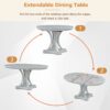 5 Piece Dining Set Retro Extendable Round Table And 4 Chairs For Kitchen Dining Room - Antique Gray Oak - Image 7