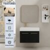 Modern Style 30" Wall Mounted Bathroom Vanity With Resin Sink And Storage Rack Plywood - Black Chestnut - Image 4